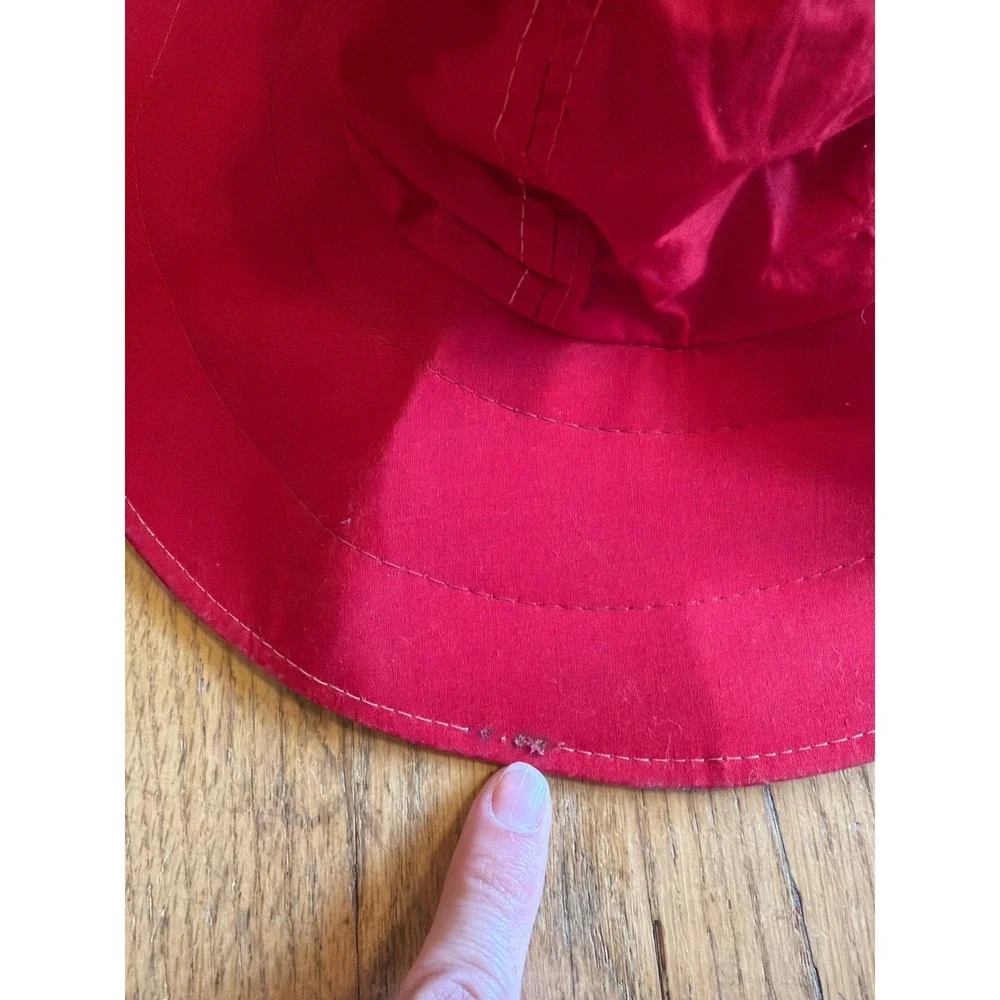 Norma Kamali for Stetson Vintage Red Cotton Bucket Sun Hat Made in USA
